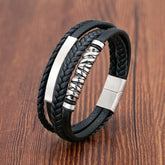 Bracelet Charm Jewelry 2021 woven Multi-layer Accessory Stainless Steel Leather Bracelet For Unisex - Touchy Style .