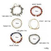 Bracelet Charm Jewelry Set 2021 Fashion Natural Stone Agates Crystal Wood Beads Bracelet - Touchy Style