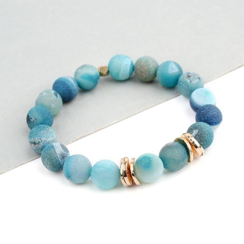 Bracelet Charm Jewelry Set 3 Pcs Natural Druzy Blue Gem Stone Boho Gold Copper Slices - Touchy Style