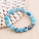 Bracelet Charm Jewelry Set 3 Pcs Natural Druzy Blue Gem Stone Boho Gold Copper Slices - Touchy Style