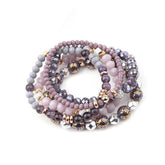 Bracelet Charm Jewelry Set 5 Pcs Trendy Multilayer Purple Gray Crystal Blue Enamel Bracelet - Touchy Style