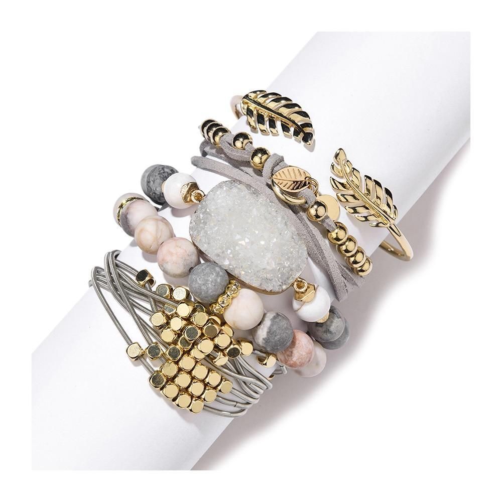 RH Fashion Boho Jewelry Natural Stones With Semi Precious Pendant