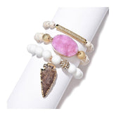 Bracelet Charm Jewelry Set Natural Quartz Druzy Stone 2021 White Pink Dragon Bracelet - Touchy Style