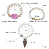 Bracelet Charm Jewelry Set Natural Quartz Druzy Stone 2021 White Pink Dragon Bracelet - Touchy Style .