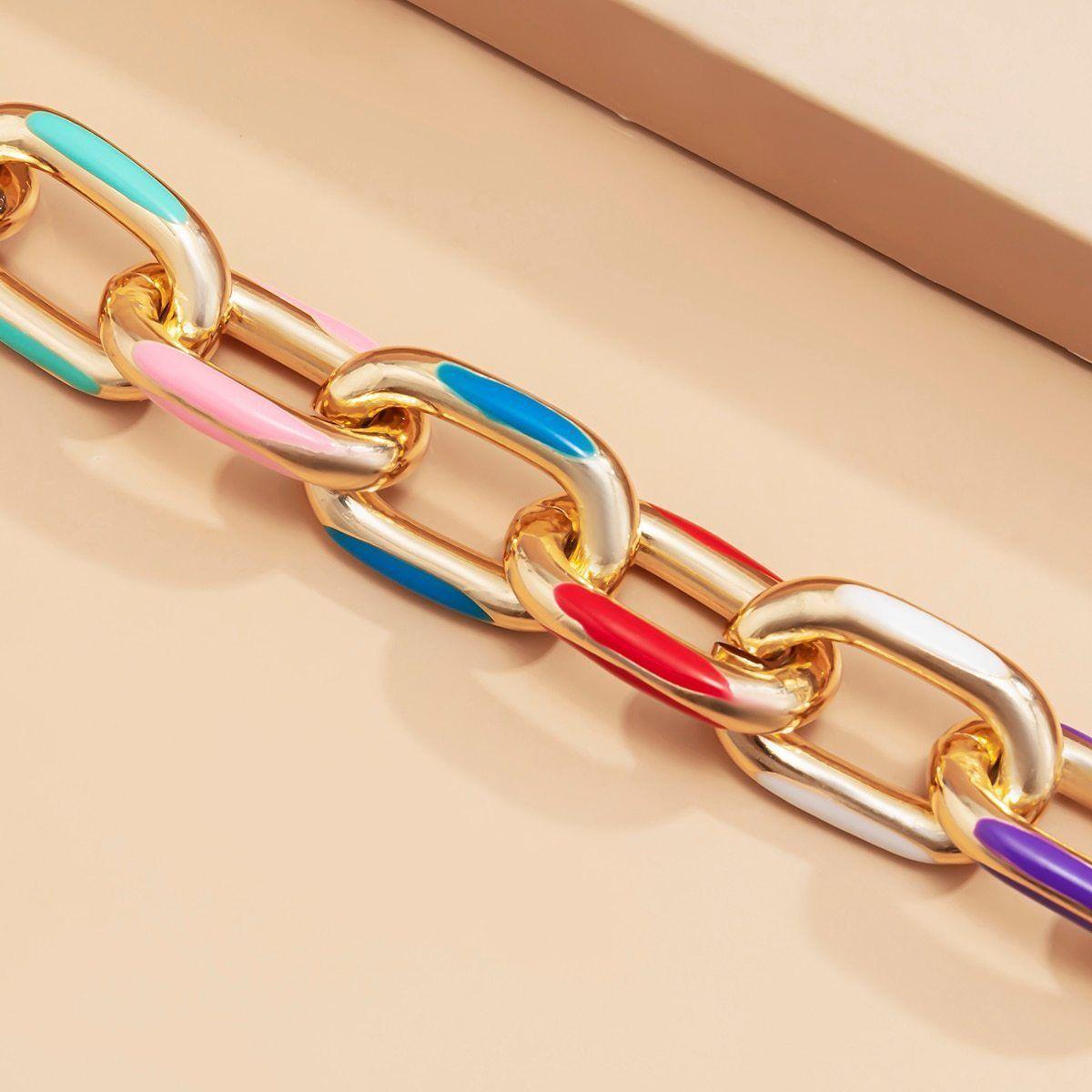 Bracelet Charm Jewelry Thick Aluminum Chain Printed Metal Couple Bangles 2021 Fashion - Touchy Style .