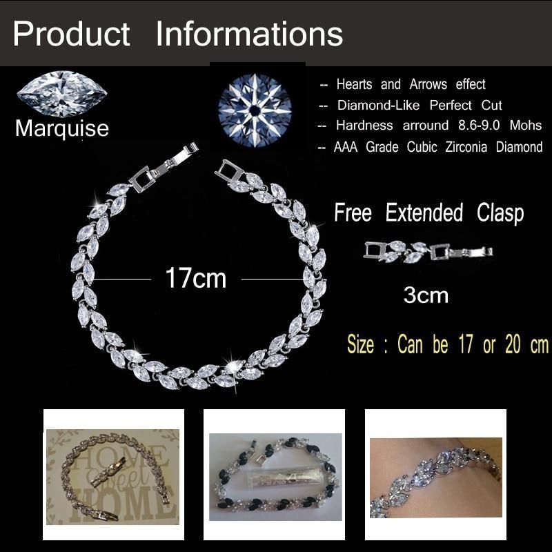 Bracelet Charm Jewelry Trendy 2021 Cubic Zirconia Silver Color Leaf CZ  Crystal Bangles