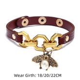 Bracelet Charm Jewelry Vivid Bee Pendant Bangles Punk Style Brown PU Leather 2021 Accessory - Touchy Style .