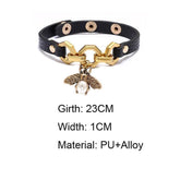 Bracelet Charm Jewelry Vivid Bee Pendant Bangles Punk Style Brown PU Leather 2021 Accessory - Touchy Style .