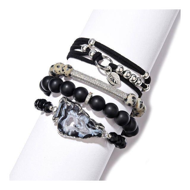 Bracelets Charm Jewelry Set BS0349 Natural Stone Brazil Agates Crystal Beads - Touchy Style