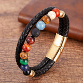 Bracelets Charm Jewelry YMTOS15 Leather Eight Planets Natural Stone - Touchy Style