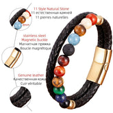 Bracelets Charm Jewelry YMTOS15 Leather Eight Planets Natural Stone - Touchy Style