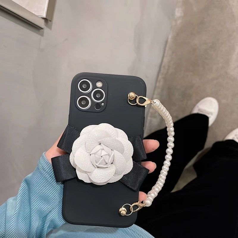 Camellia Pearl Cute Phone Cases For iPhone 14 13 11 12 Pro Max X XR XS MAX 6S 7 8 Plus Mini - Touchy Style