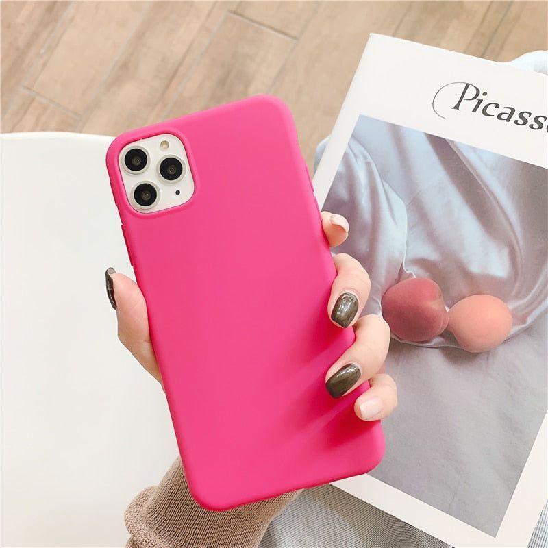 Candy Rose Solid Cute Phone Cases For iPhone 14 13 12 11 11pro Max Xs Max Xr 6s 7 8plus - Touchy Style