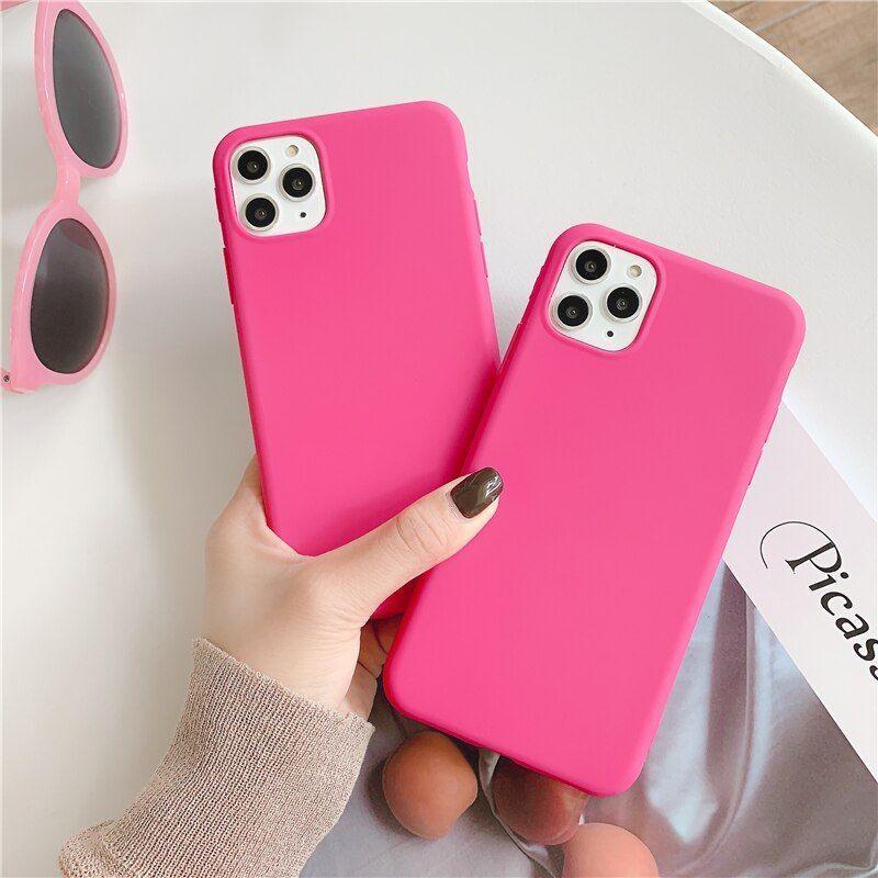 Candy Rose Solid Cute Phone Cases For iPhone 14 13 12 11 11pro Max Xs Max Xr 6s 7 8plus - Touchy Style