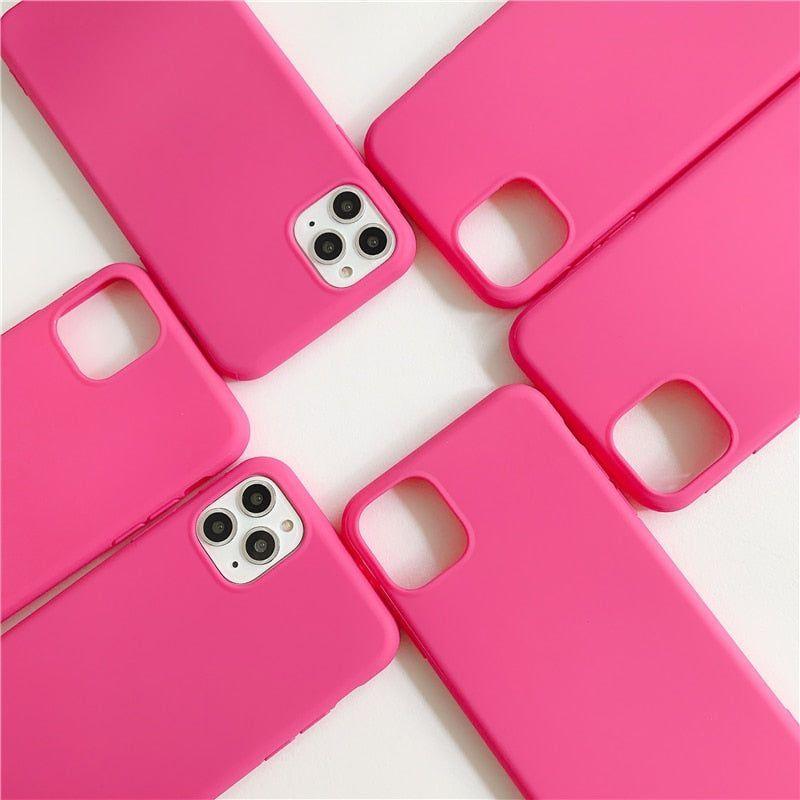 Candy Rose Solid Cute Phone Cases For iPhone 14 13 12 11 11pro Max Xs Max Xr 6s 7 8plus - Touchy Style