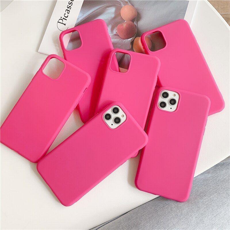 Candy Rose Solid Cute Phone Cases For iPhone 14 13 12 11 11pro Max Xs Max Xr 6s 7 8plus - Touchy Style