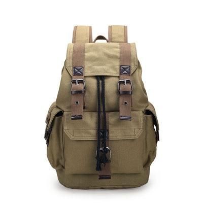 Vintage Canvas Leather Mountaineering Travel 20 to 35 Liter Backpack for Men, Coffee