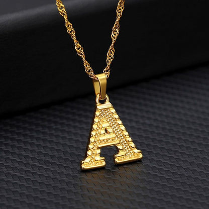 Capital Letter Necklaces Charm Jewelry NCJSOII24 Stainless Steel Golden Color - Touchy Style