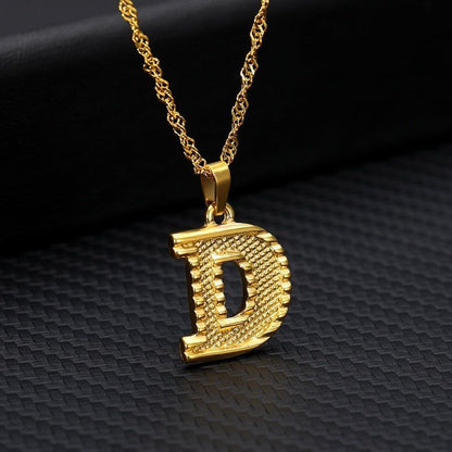 Capital Letter Necklaces Charm Jewelry NCJSOII24 Stainless Steel Golden Color - Touchy Style