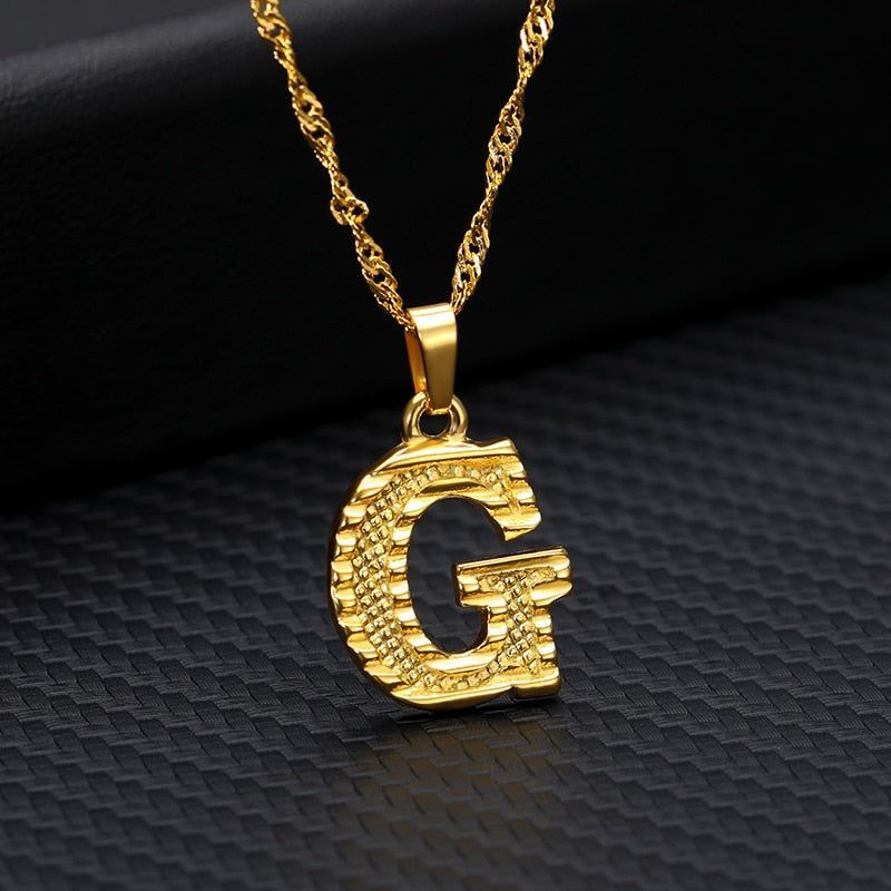 Capital Letter Necklaces Charm Jewelry NCJSOII24 Stainless Steel Golden Color - Touchy Style