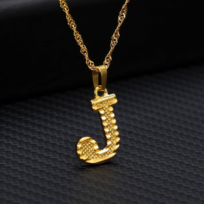 Capital Letter Necklaces Charm Jewelry NCJSOII24 Stainless Steel Golden Color - Touchy Style