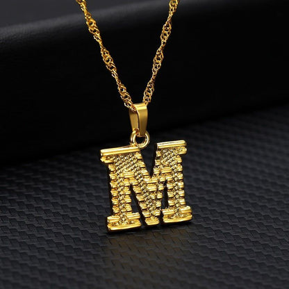 Capital Letter Necklaces Charm Jewelry NCJSOII24 Stainless Steel Golden Color - Touchy Style