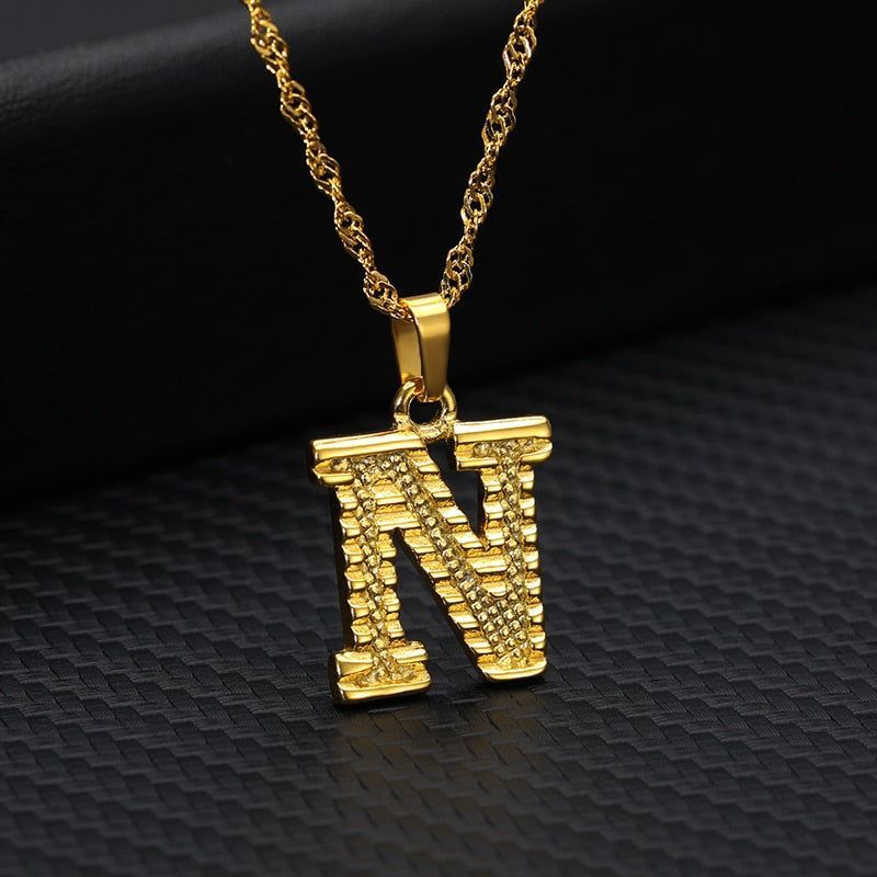 Capital Letter Necklaces Charm Jewelry NCJSOII24 Stainless Steel Golden Color - Touchy Style