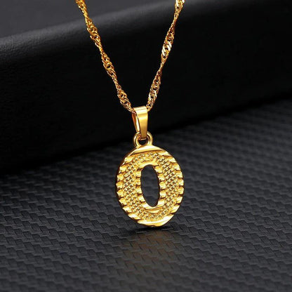 Capital Letter Necklaces Charm Jewelry NCJSOII24 Stainless Steel Golden Color - Touchy Style