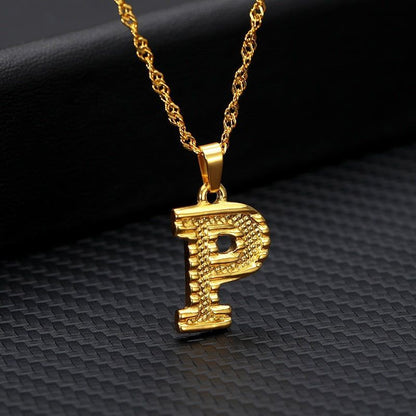 Capital Letter Necklaces Charm Jewelry NCJSOII24 Stainless Steel Golden Color - Touchy Style