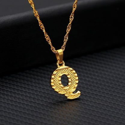 Capital Letter Necklaces Charm Jewelry NCJSOII24 Stainless Steel Golden Color - Touchy Style