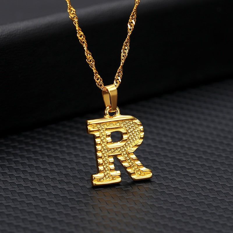 Capital Letter Necklaces Charm Jewelry NCJSOII24 Stainless Steel Golden Color - Touchy Style