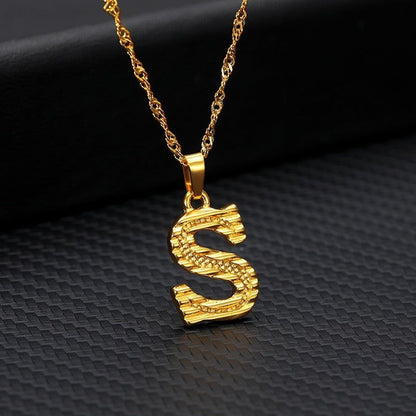 Capital Letter Necklaces Charm Jewelry NCJSOII24 Stainless Steel Golden Color - Touchy Style