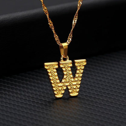 Capital Letter Necklaces Charm Jewelry NCJSOII24 Stainless Steel Golden Color - Touchy Style