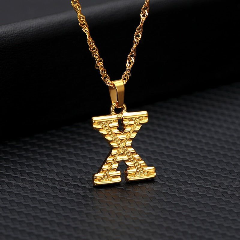 Capital Letter Necklaces Charm Jewelry NCJSOII24 Stainless Steel Golden Color - Touchy Style