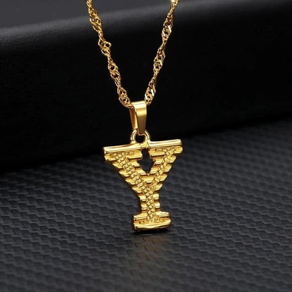 Capital Letter Necklaces Charm Jewelry NCJSOII24 Stainless Steel Golden Color - Touchy Style