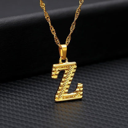 Capital Letter Necklaces Charm Jewelry NCJSOII24 Stainless Steel Golden Color - Touchy Style