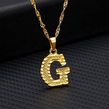 Capital Letter Necklaces Charm Jewelry NCJSOII24 Stainless Steel Golden Color - Touchy Style