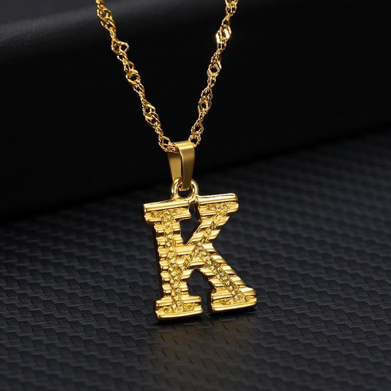 Capital Letter Necklaces Charm Jewelry NCJSOII24 Stainless Steel Golden Color - Touchy Style