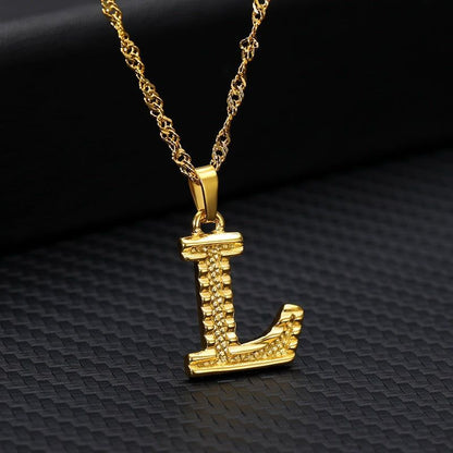 Capital Letter Necklaces Charm Jewelry NCJSOII24 Stainless Steel Golden Color - Touchy Style