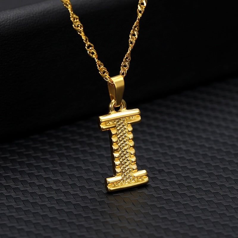 Capital Letter Necklaces Charm Jewelry NCJSOII24 Stainless Steel Golden Color - Touchy Style