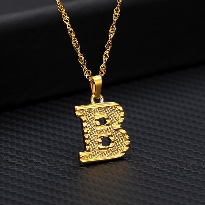 Capital Letter Necklaces Charm Jewelry NCJSOII24 Stainless Steel Golden Color - Touchy Style