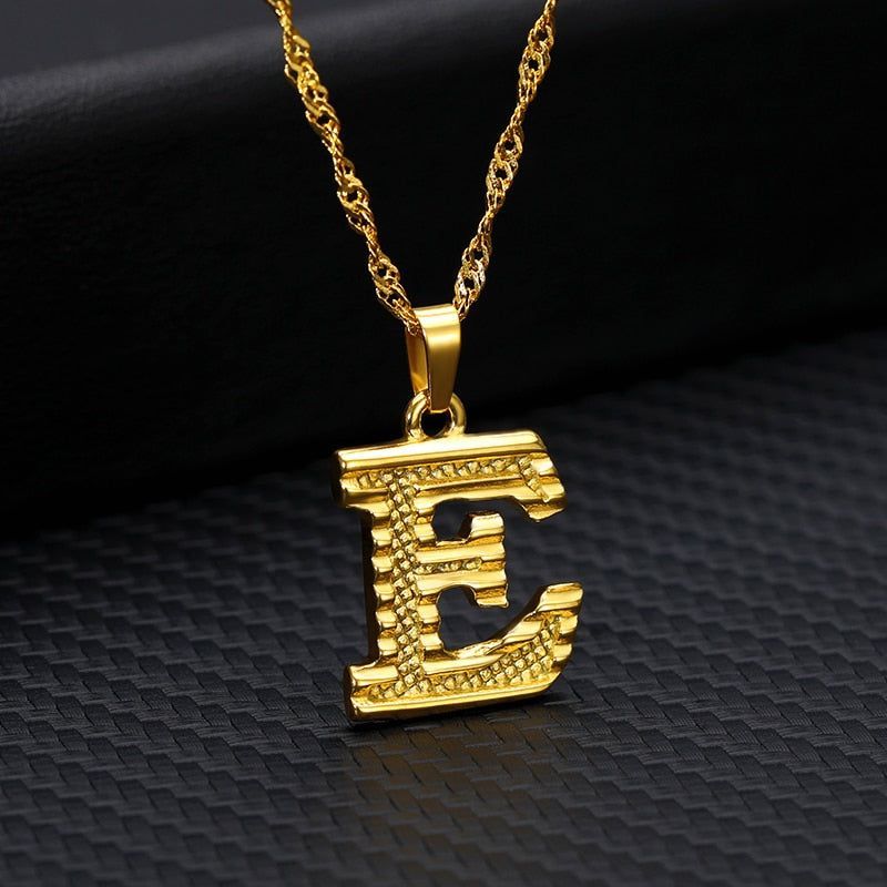 Capital Letter Necklaces Charm Jewelry NCJSOII24 Stainless Steel Golden Color - Touchy Style