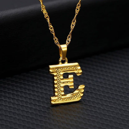 Capital Letter Necklaces Charm Jewelry NCJSOII24 Stainless Steel Golden Color - Touchy Style