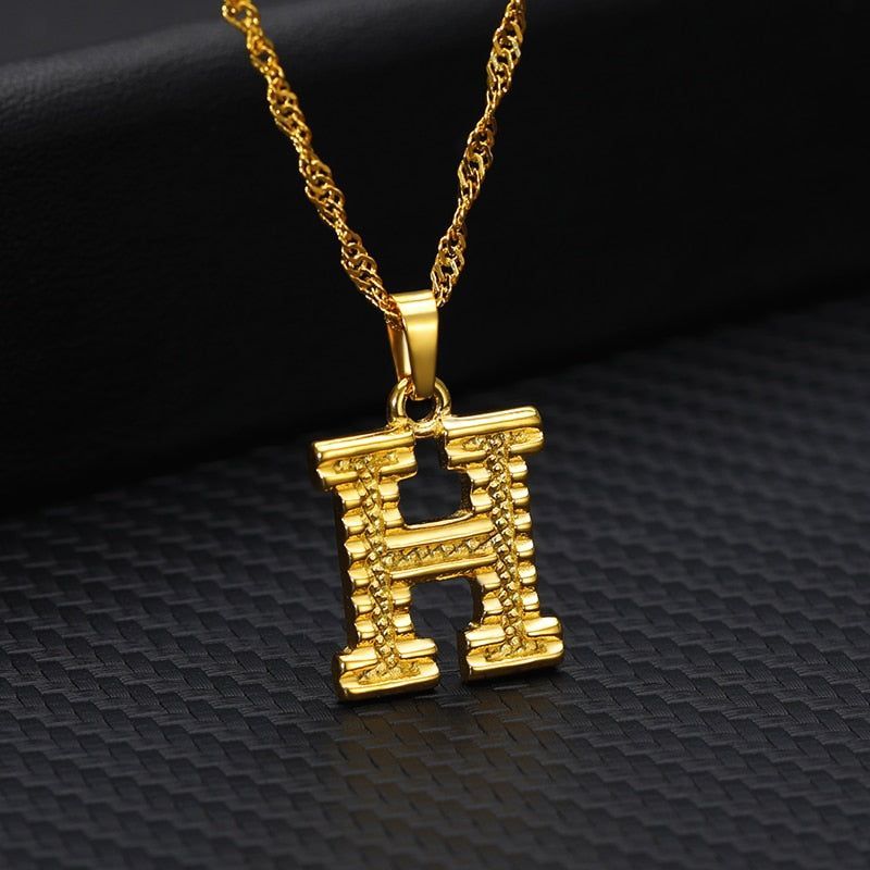 Capital Letter Necklaces Charm Jewelry NCJSOII24 Stainless Steel Golden Color - Touchy Style