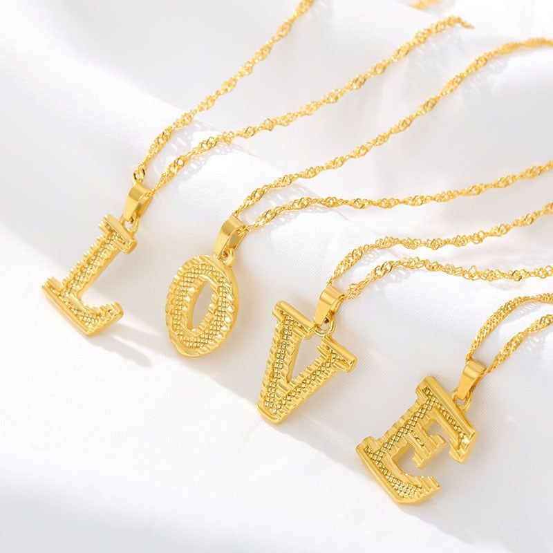 Capital Letter Necklaces Charm Jewelry NCJSOII24 Stainless Steel Golden Color - Touchy Style