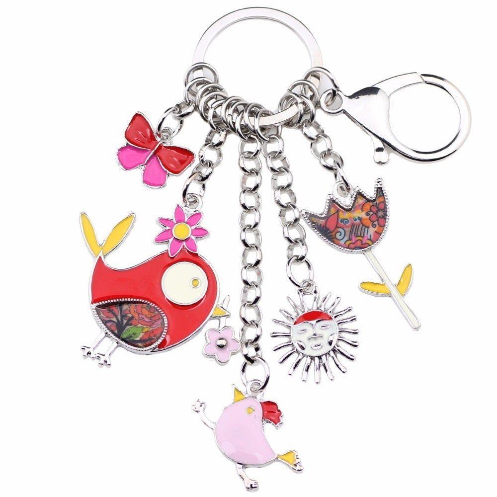 Cartoon Bird Sun Flower Butterfly Unique Key Chain BOS0116 - Touchy Style