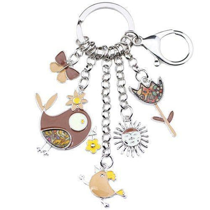 Cartoon Bird Sun Flower Butterfly Unique Key Chain BOS0116 - Touchy Style