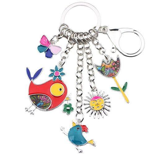 Cartoon Bird Sun Flower Butterfly Unique Key Chain BOS0116 - Touchy Style