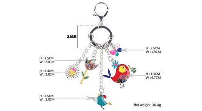 Cartoon Bird Sun Flower Butterfly Unique Key Chain BOS0116 - Touchy Style