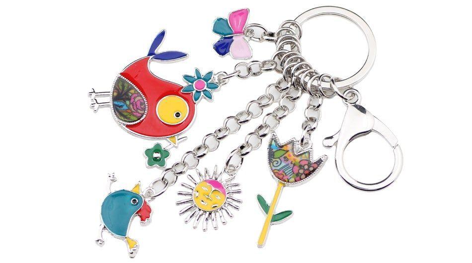 Cartoon Bird Sun Flower Butterfly Unique Key Chain BOS0116 - Touchy Style